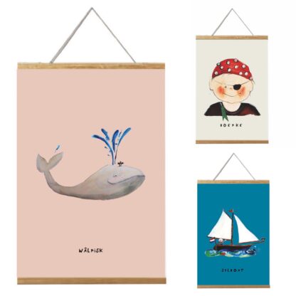 3 nautische posters van 20x30 voor de kinderkamer in ophangsysteem